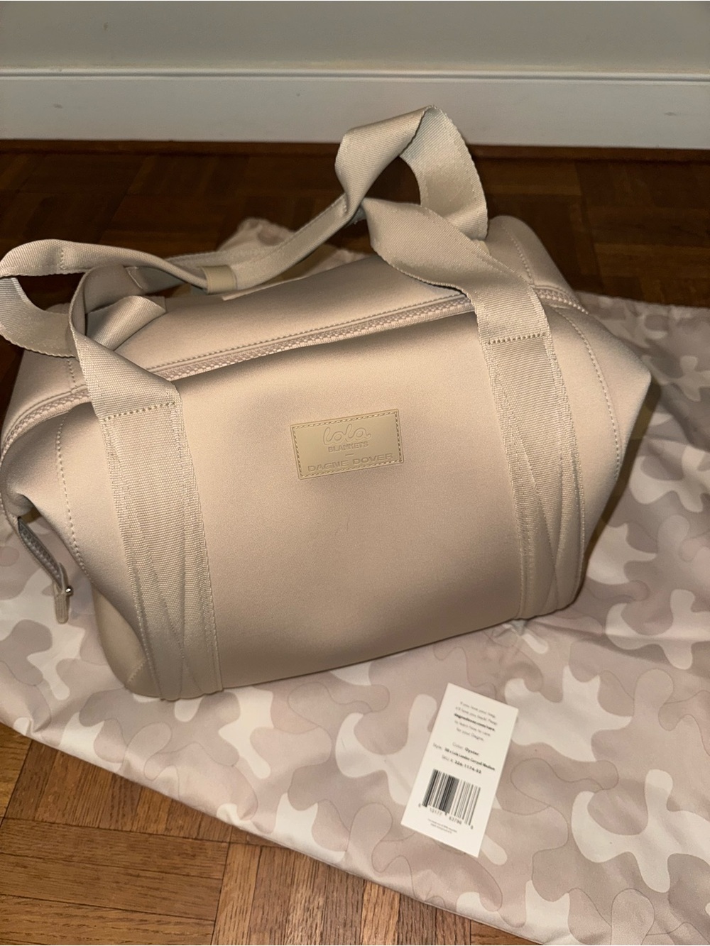 Dagne Dover landon carryall duffle medium in oyster Lola blanket edition